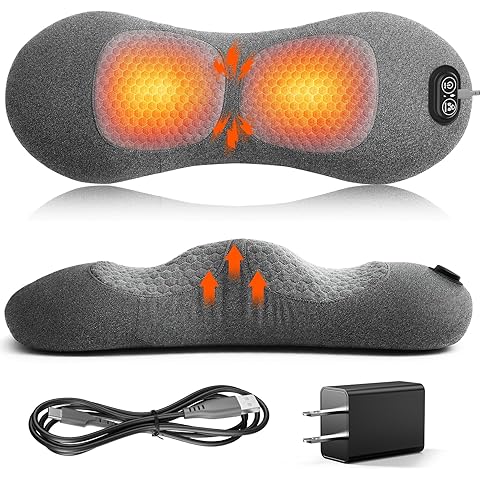 Cordless Heated Neck Massager Pillow | 3-in-1 Cervical Traction Device with Heat & Massage