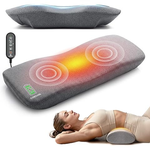 Cordless Heated Neck Massager Pillow | 3-in-1 Cervical Traction Device with Heat & Massage