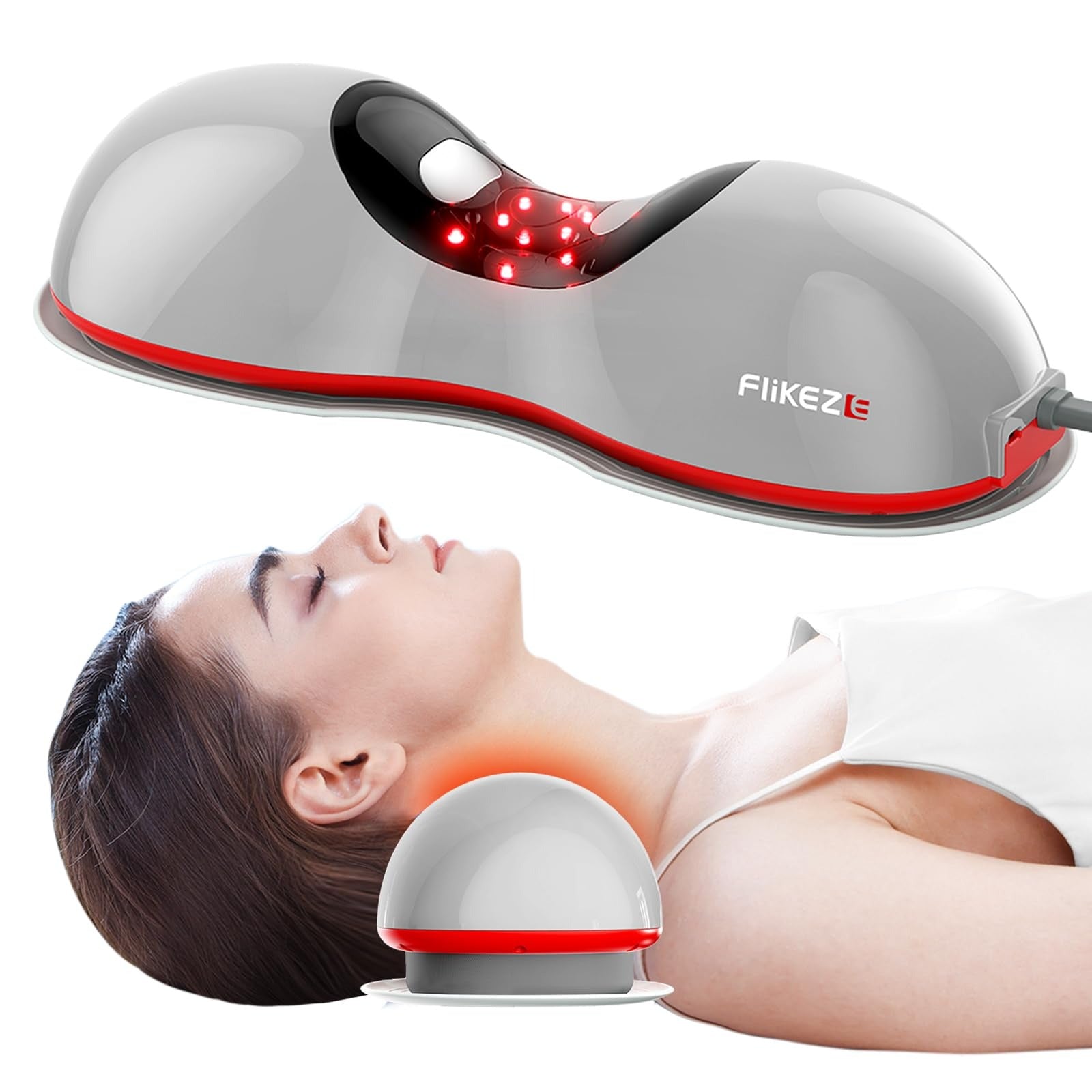 Cordless Heated Neck Massager Pillow | 3-in-1 Cervical Traction Device with Heat & Massage