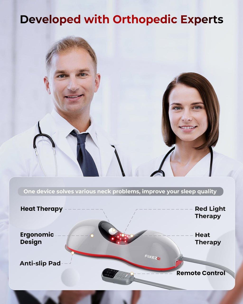 Cordless Heated Neck Massager Pillow | 3-in-1 Cervical Traction Device with Heat & Massage
